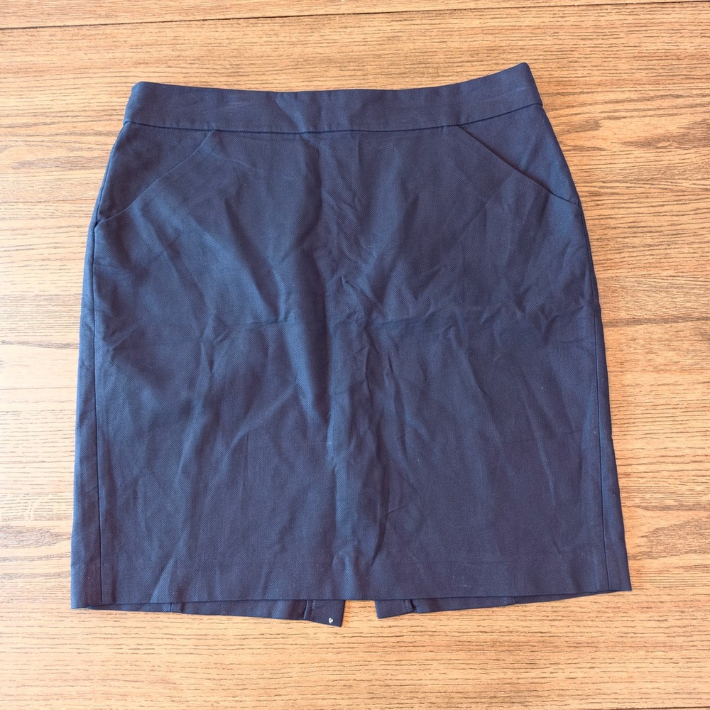 J.Crew Navy Blue 100% Cotton Mini Pencil Skirt with Pockets Size 14